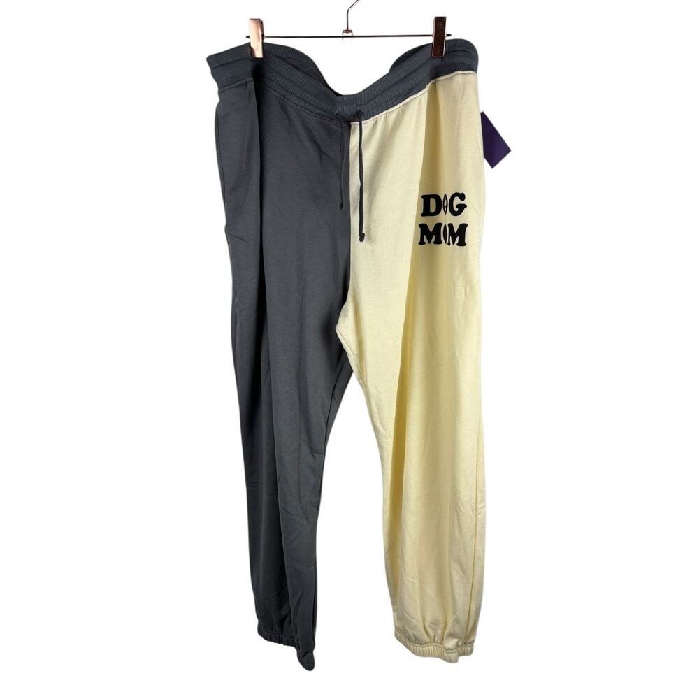 Mom Dog Joggers Sweatpants Womens 3X Modern Lux‎ New Two Toned